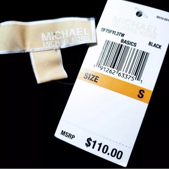 NWT MICHAEL KORS Top, Black Polyester Long Sleeve Solid Casual Keyhole, S - Picture 6 of 12